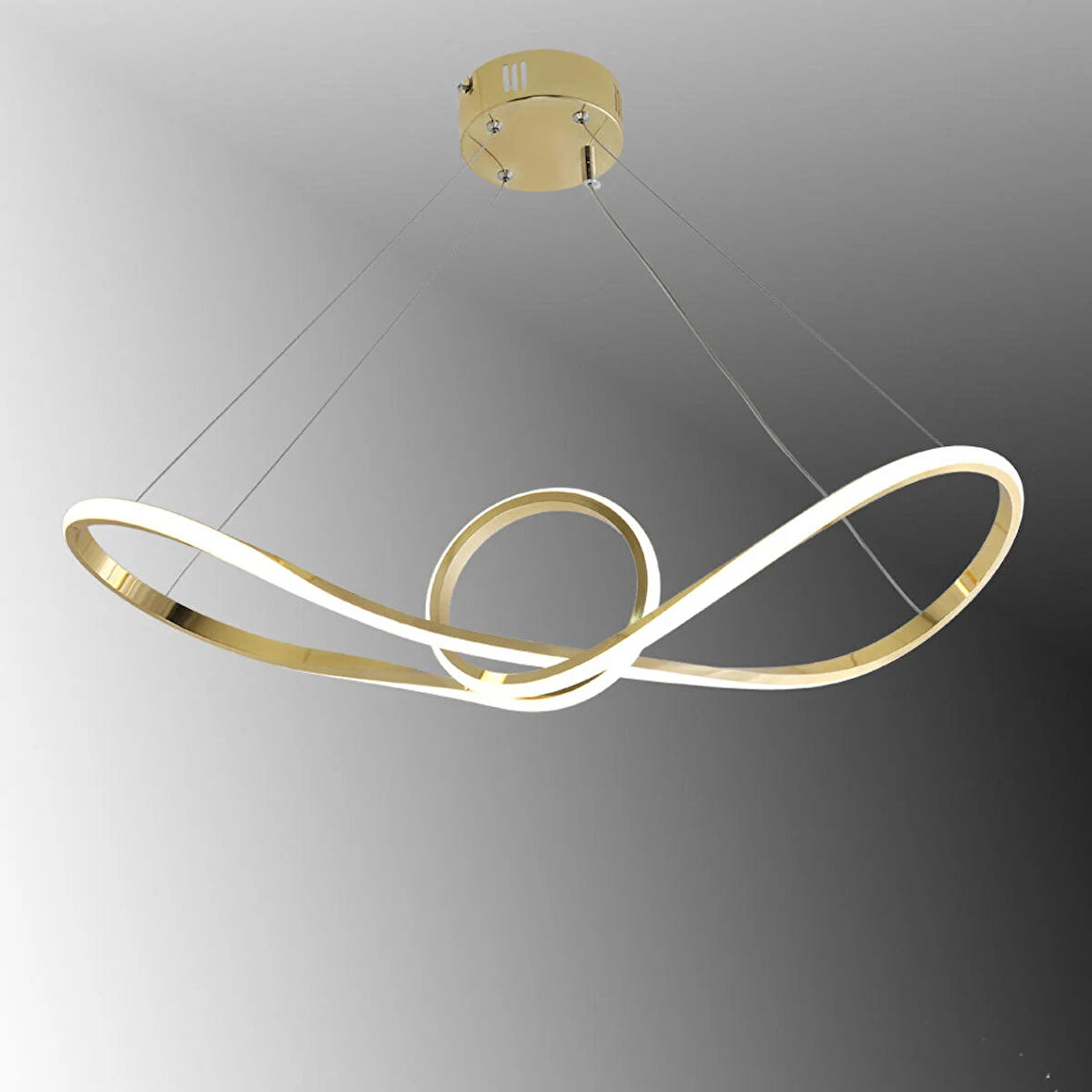 TT002-SR TT Aydınlatma Papyon Modeli Sarı Kaplama ( 3 Renk Işık Modüllü ) Led Avize
