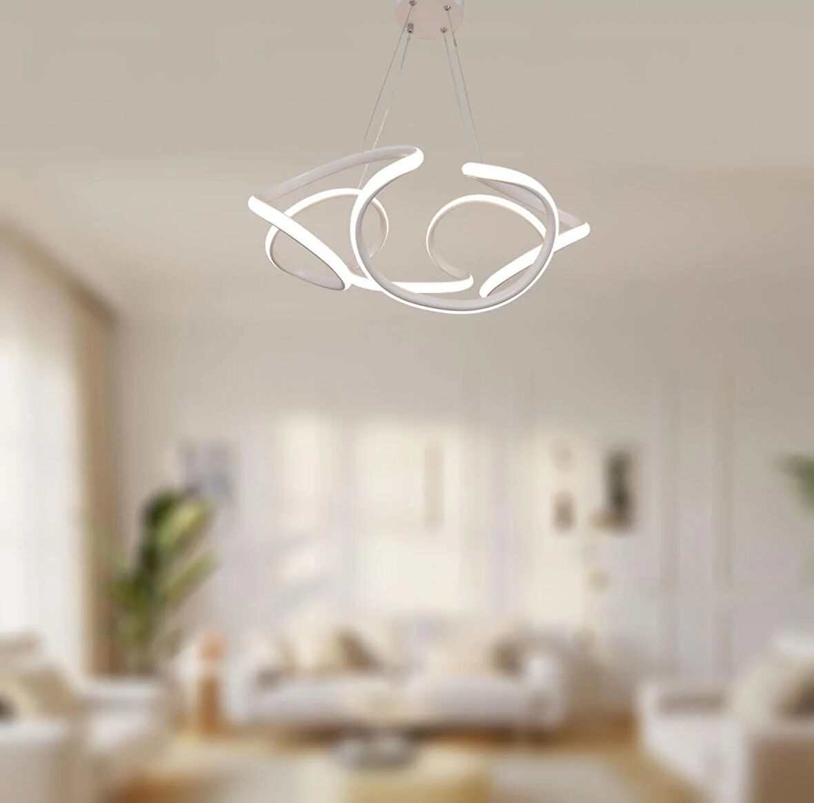 TT307-40-BY TT Aydınlatma Helezon Modeli ( Beyaz Işık ) Mat Beyaz Led Avize