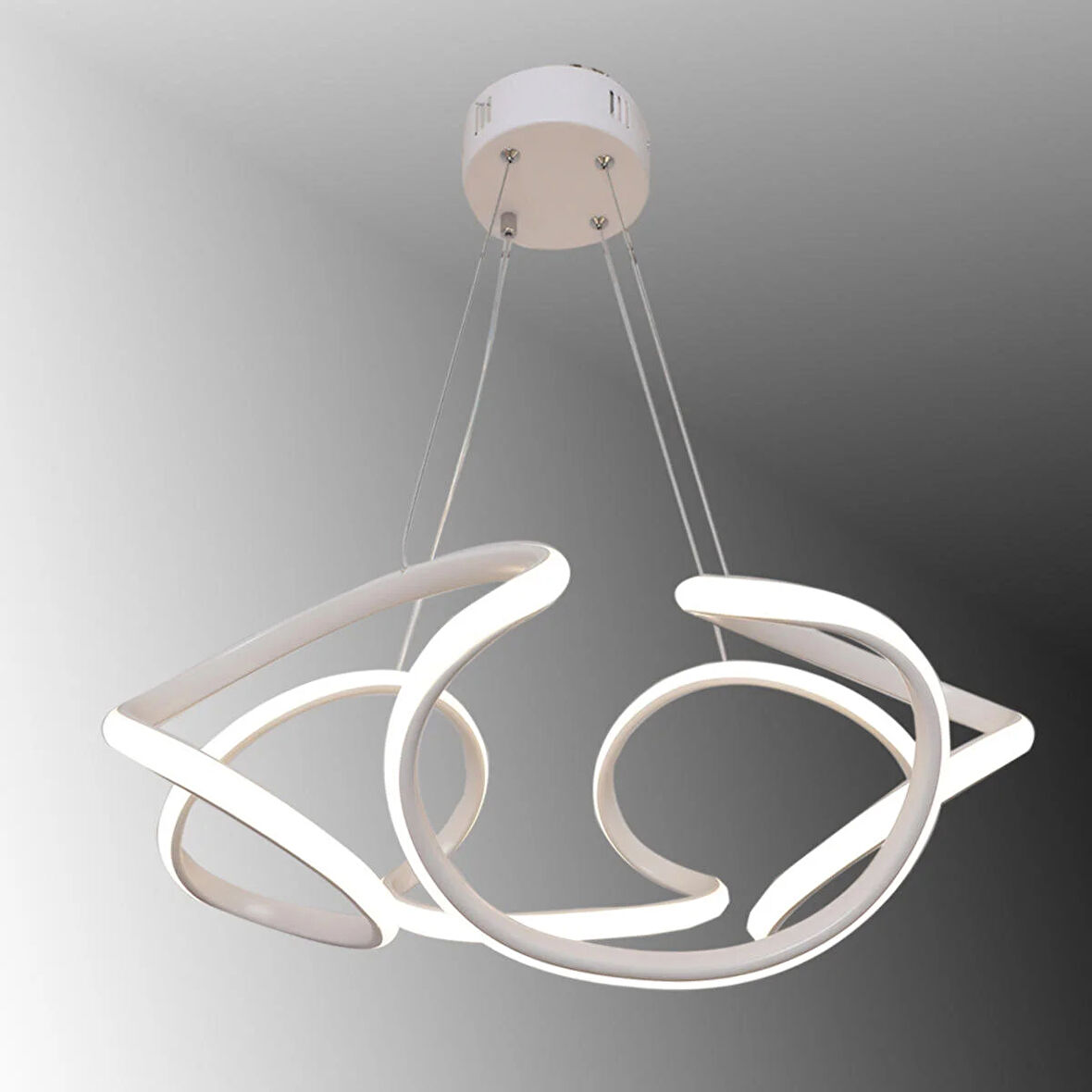 TT307-40-BY TT Aydınlatma Helezon Modeli ( Sarı Işık ) Mat Beyaz Led Avize