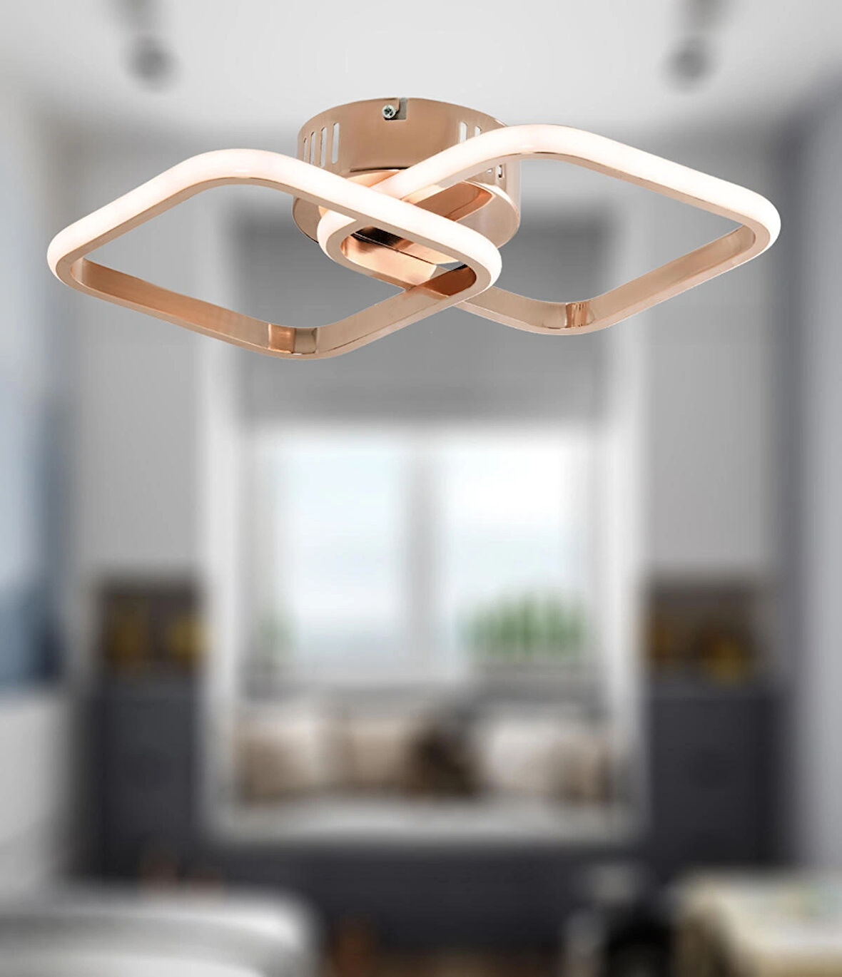 TT405-2-FSR TT Aydınlatma ( Gün Işığı ) Fransız Sarı Kaplama 2 li Kare Led Avize