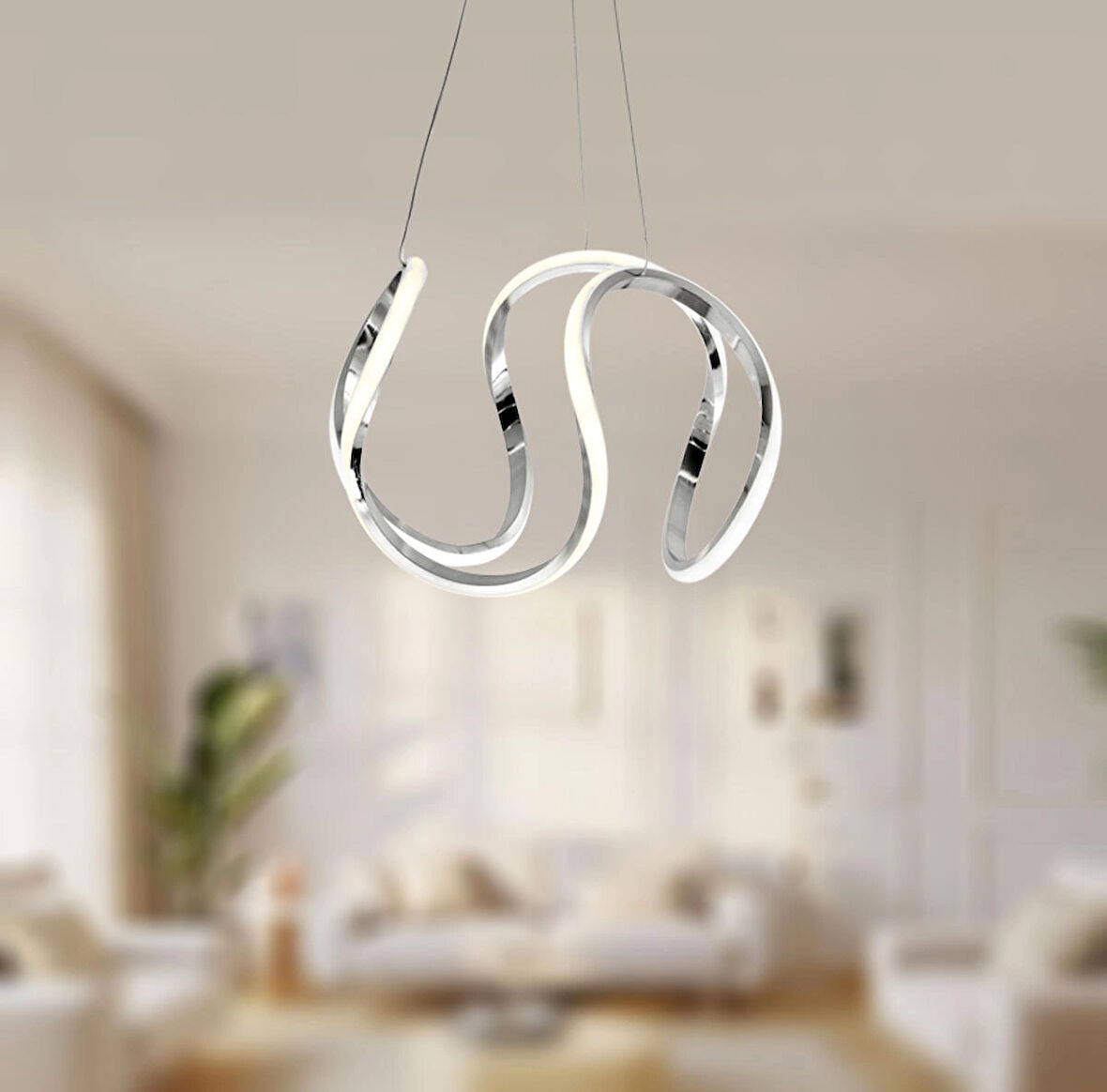 TT306-35-KR TT Aydınlatma ( Gün Işığı) Kavis Modeli Krom Kaplama Led Avize
