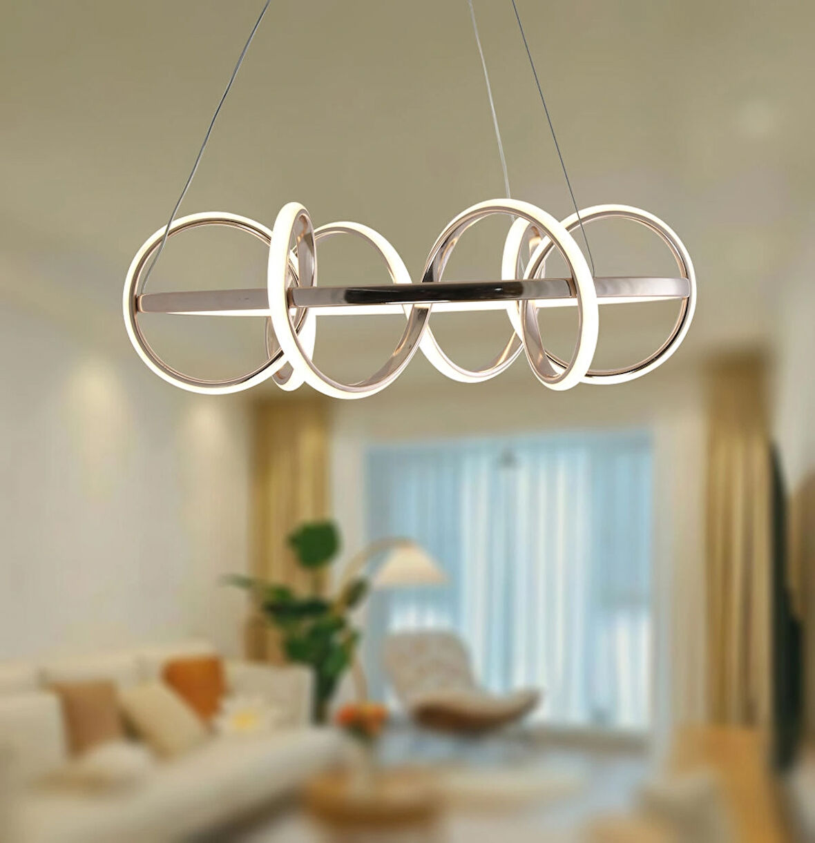 TT314-FSR TT Aydınlatma ( Sarı Işık ) Büyük Sarmal Modeli Fransız Sarı Kaplama Led Avize
