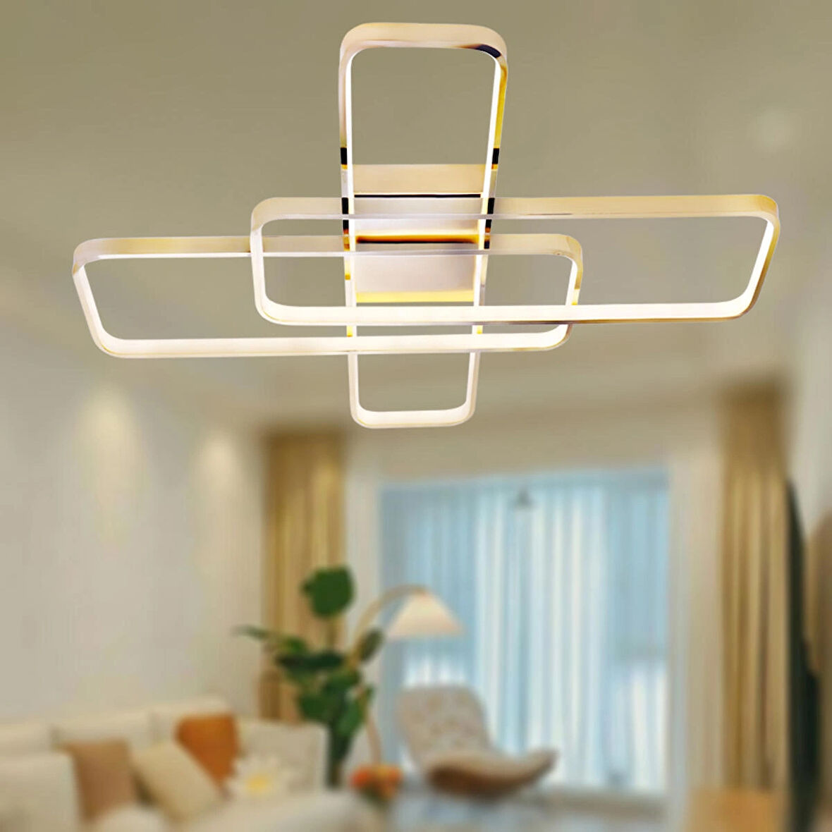 TT040-FSR  TT Aydınlatma ( Gün Işığı ) Fransız Sarısı Kaplama Plofonyer Led Avize