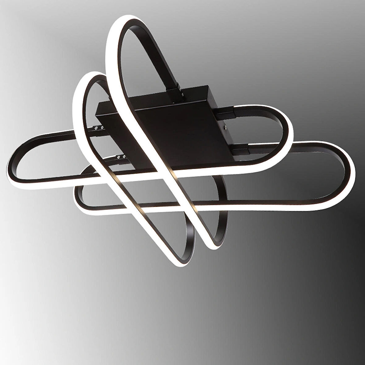 TT338-SY TT Aydınlatma Kasef Model ( 3 Renk Işık Modüllü ) Mat Siyah Kaplama Led Avize