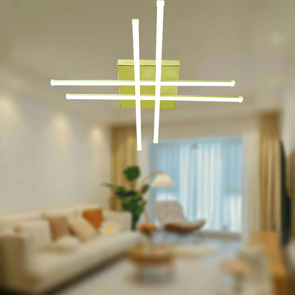 TT036-SR-SRR TT Aydınlatma Hashtag Modeli ( Sarı Işık ) Sarı Kaplama Led Avize