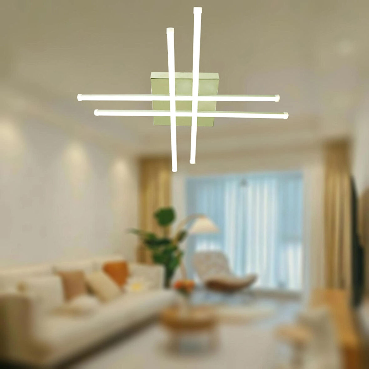 TT036-FSR-GNR TT Aydınlatma Hashtag Modeli ( GÜN IŞIĞI ) Fransız Sarı Kaplama Led Avize