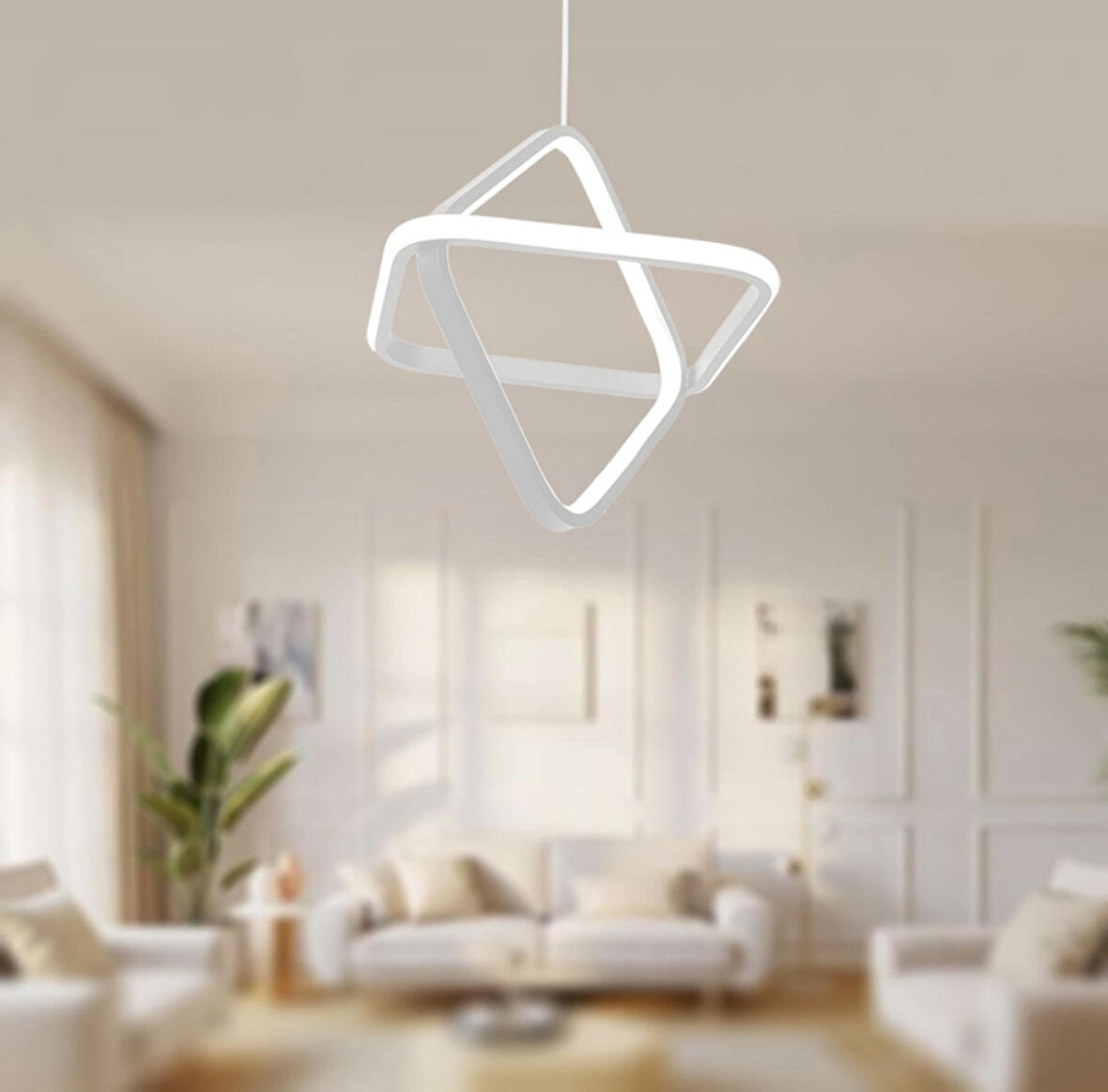 TT316-BY TT Aydınlatma 2Kare Modeli ( BEYAZ IŞIK ) Mat Beyaz Led Avize