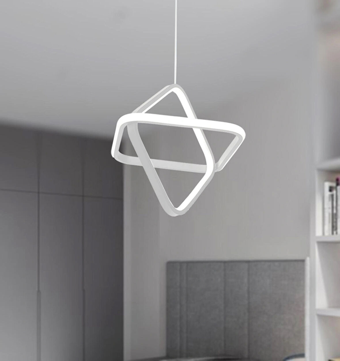 TT316-BY TT Aydınlatma 2Kare Modeli ( GÜN IŞIĞI ) Mat Beyaz Led Avize