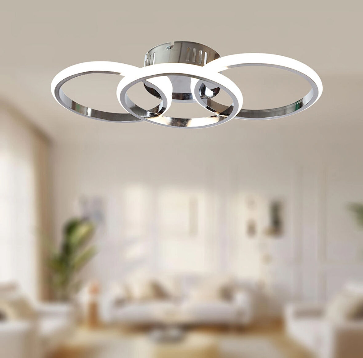 TT305-3-KR TT Aydınlatma ( 3 RENK IŞIK ) Krom Kaplama 3 lü Led Avize