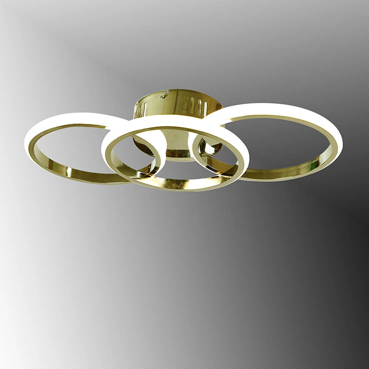 TT305-3-SR TT Aydınlatma ( SARI IŞIK ) Sarı Kaplama 3 lü Led Avize