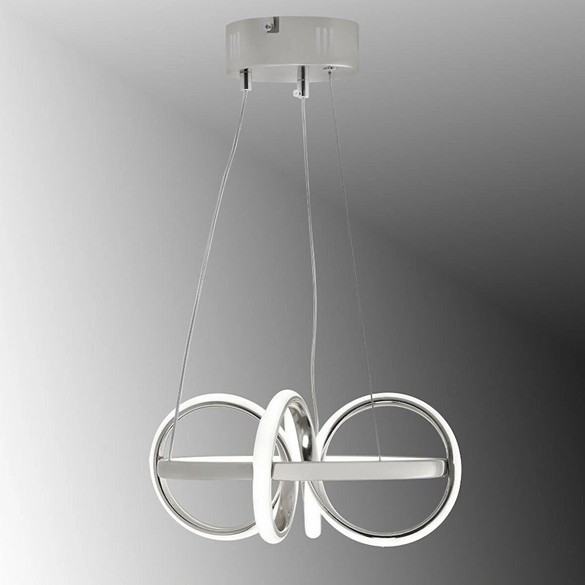 TT003-KR-SARI IŞIK TT Aydınlatma SARI IŞIK Sarmal Modeli Krom Kaplama Led Avize