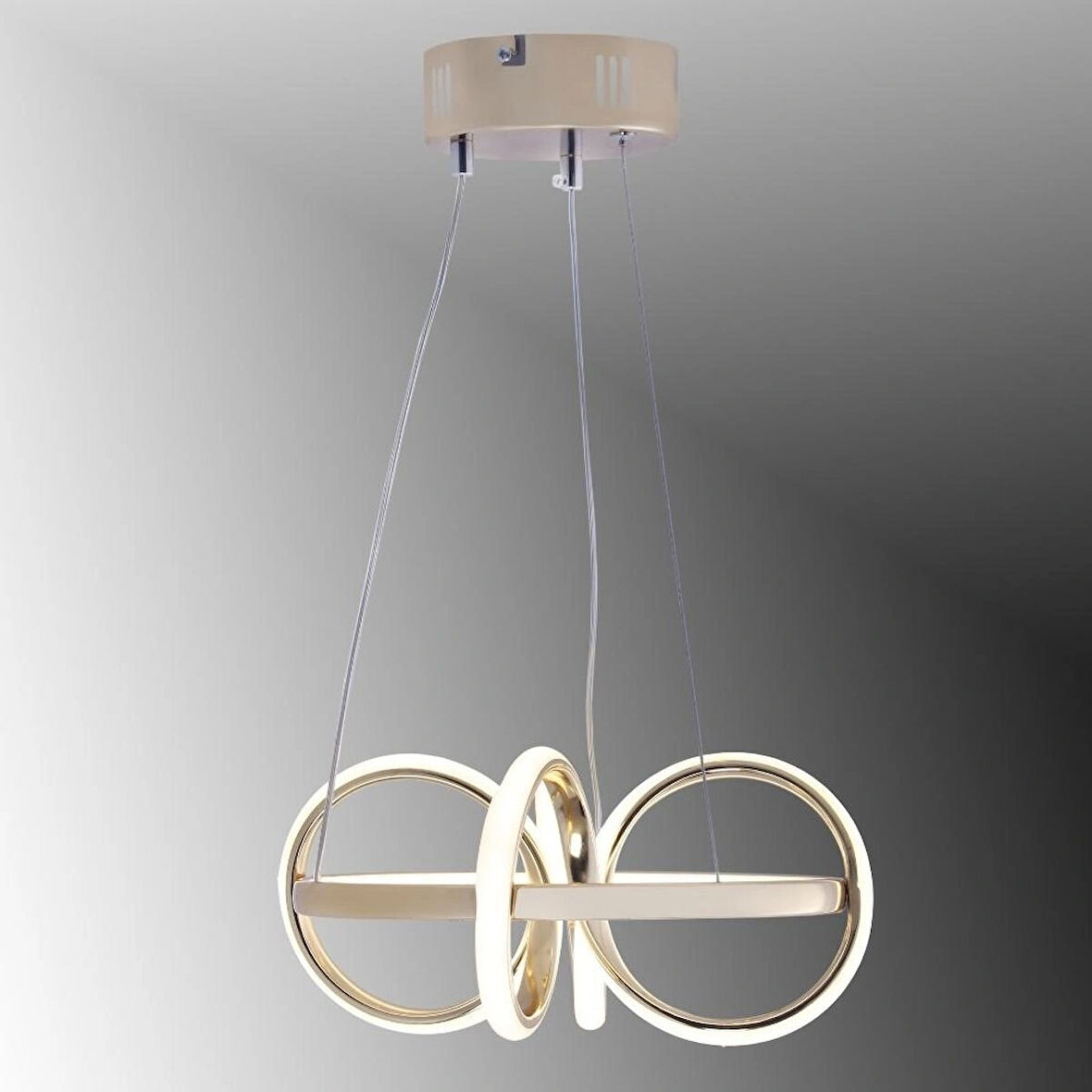 TT003-FSR-3RENK IŞIK TT Aydınlatma 3 RENK IŞIK MODÜLLÜ Sarmal Modeli Fransız Sarısı Kaplama Led Avize