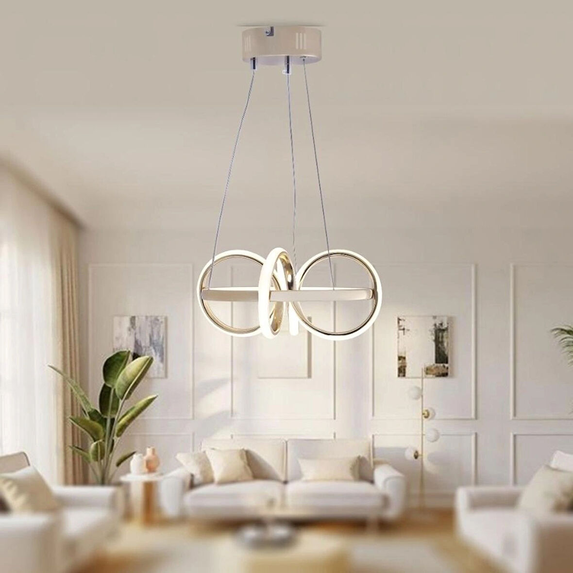 TT003-FSR-GÜN IŞIĞI TT Aydınlatma GÜN IŞIĞI Sarmal Modeli Fransız Sarısı Kaplama Led Avize