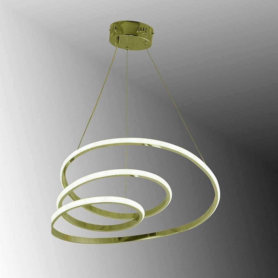 TT301-SR-SRR TT Aydınlatma SARI IŞIK LED Yay Modeli Sarı Kaplama Led Avize