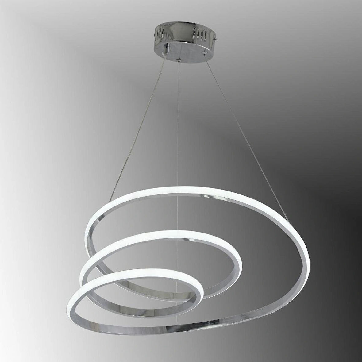 TT301-KR-BYR TT Aydınlatma BEYAZ IŞIK LED Yay Modeli Krom Kaplama Led Avize