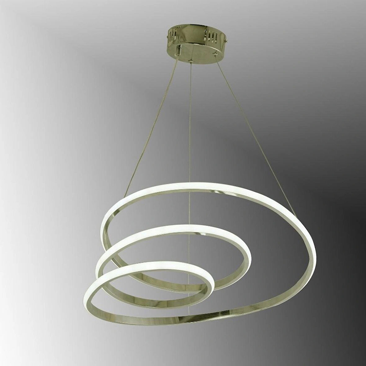 TT301-FSR-BYR TT Aydınlatma BEYAZ IŞIK LED Yay Modeli Fransız Sarısı Kaplama Led Avize