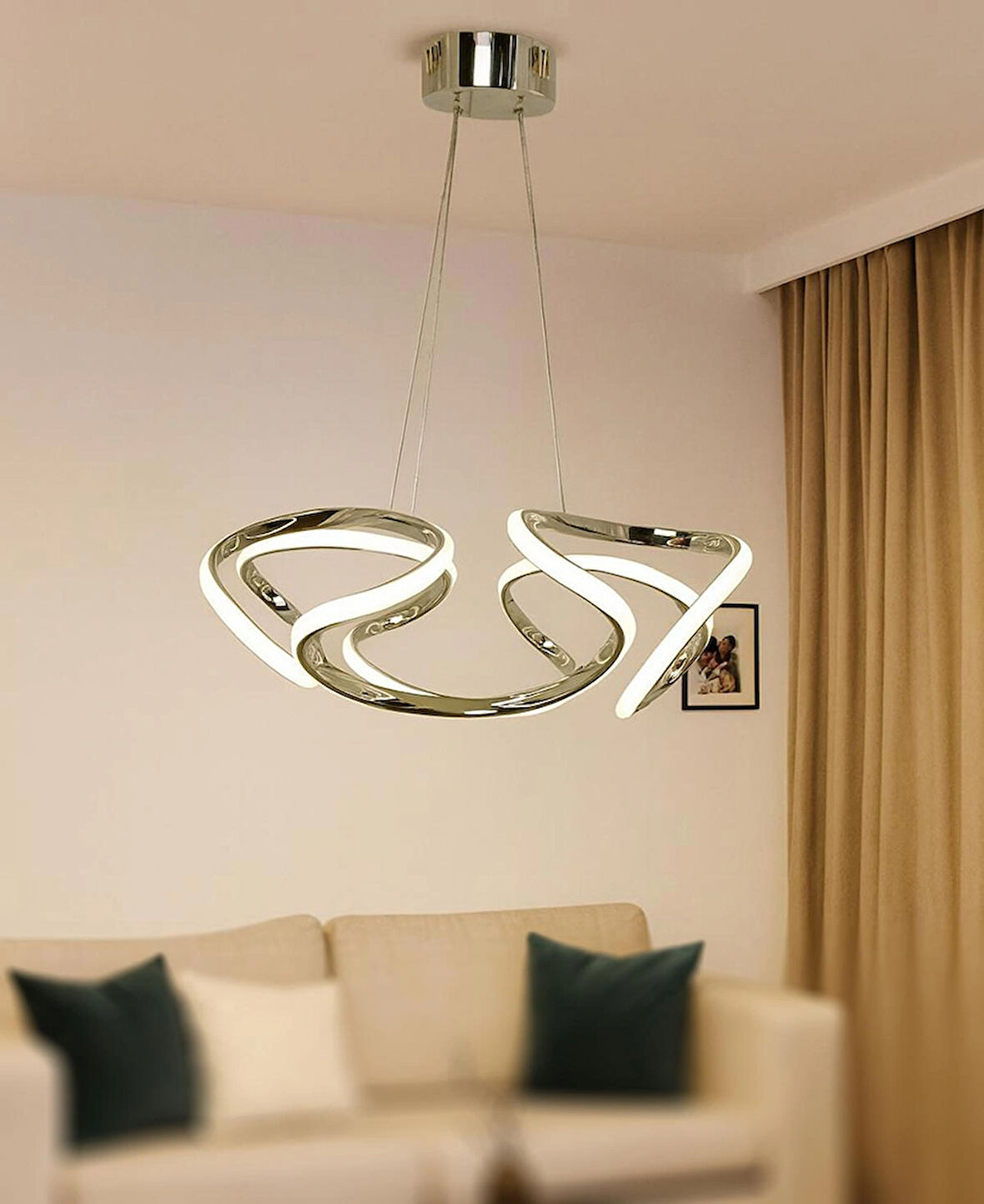 TT307-40-FSR-GNR TT Aydınlatma GÜN IŞIĞI LED Helezon Modeli Fransız Sarısı Kaplama Led Avize