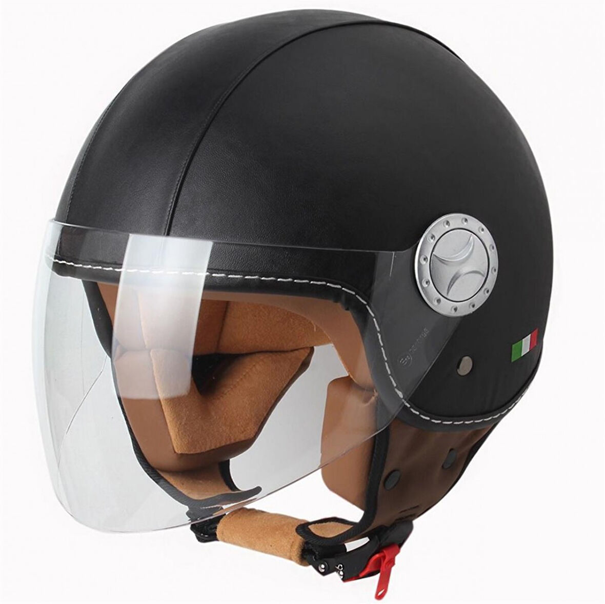 Sway 701 Yarım Yazlık Kask Deri Kaplı Mat Siyah 2X-LARGE