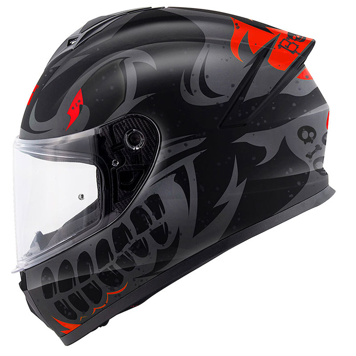 GIVI 50.X BONES KASK KAPALI MAT SİYAH-KIRMIZI MEDIUM