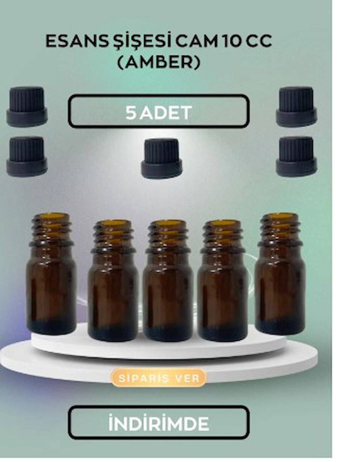 5 ADET ESANS ŞİŞESİ CAM 10 CC (AMBER)
