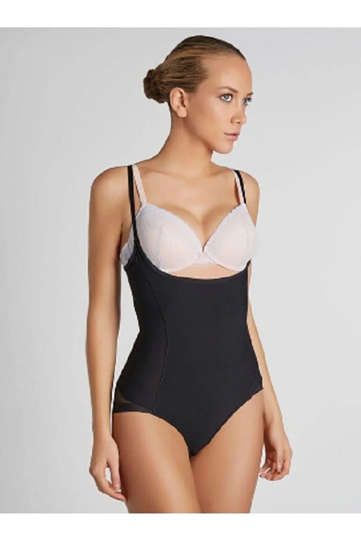Kadın Siyah Göğüs Altı Çıtçıtlı Body Korse 5021