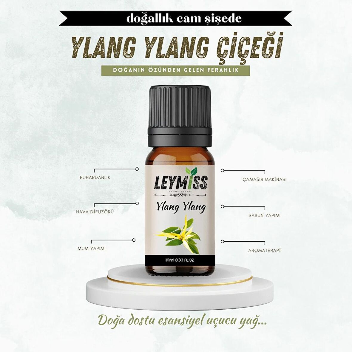 Ylang Ylang Uçucu Yağı Egzotik ve Dengeleyici Koku 10ml Cam Şişede Buhardanlık Oda Kokusu