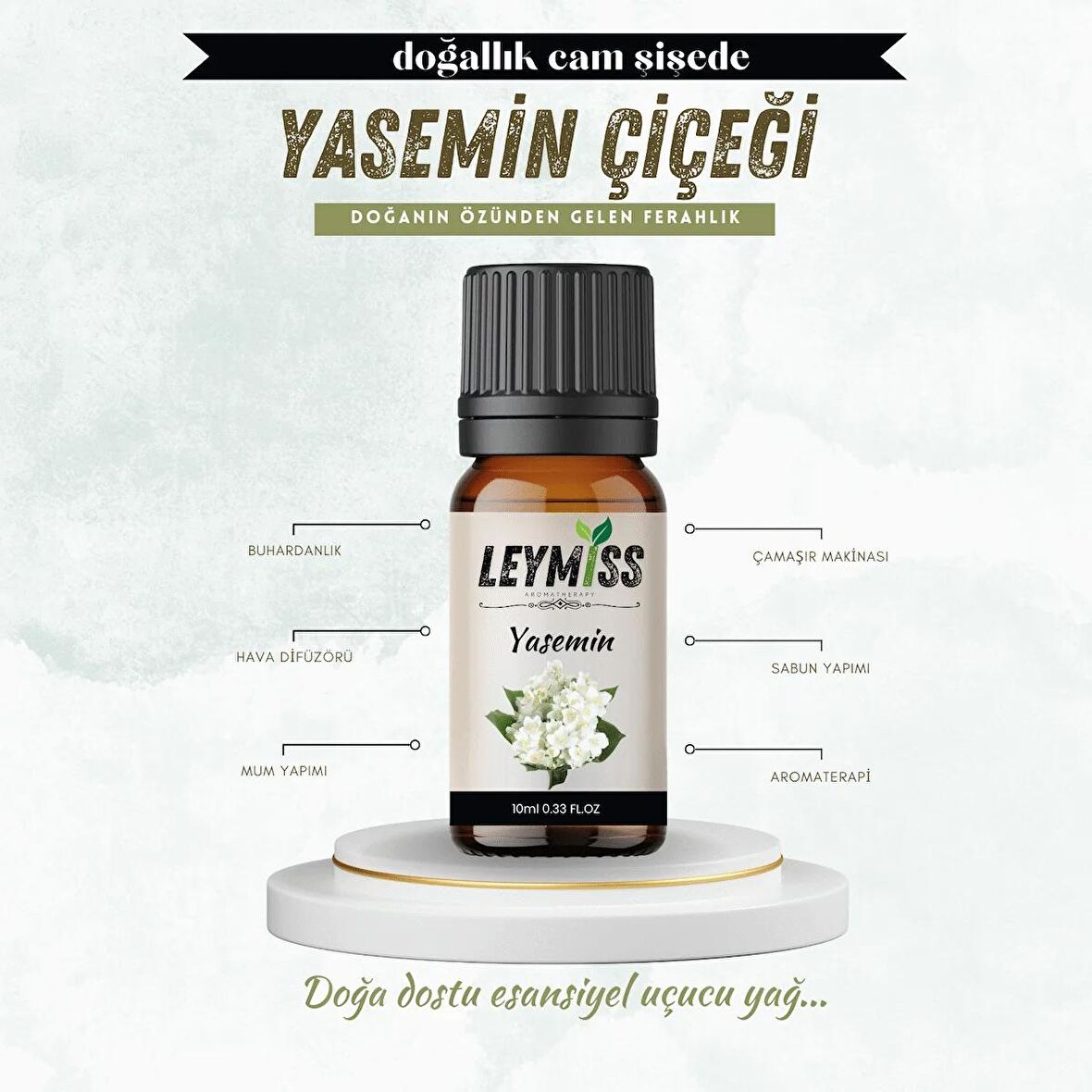 Yasemin Uçucu Yağı Romantik Kokusuyla Duyuları Şımartın 10ml Cam Şişede Buhardanlık Oda Kokusu