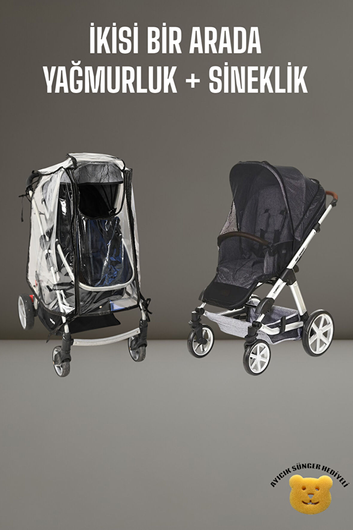 Tois baby Fermuarlı  Bebek Arabası Yağmurluğu + Puset Sinekliği (Siyah)