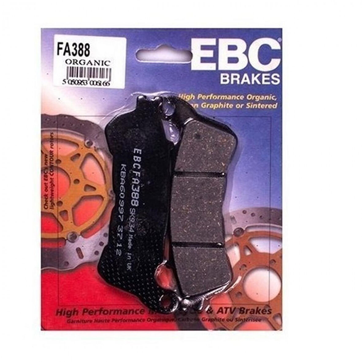 Ebc Fren Balatası Organik Fa388 2006-2015 Honda Cbf 1000 Uyumlu Ön Fren Balatası 3 Piston Kaliper