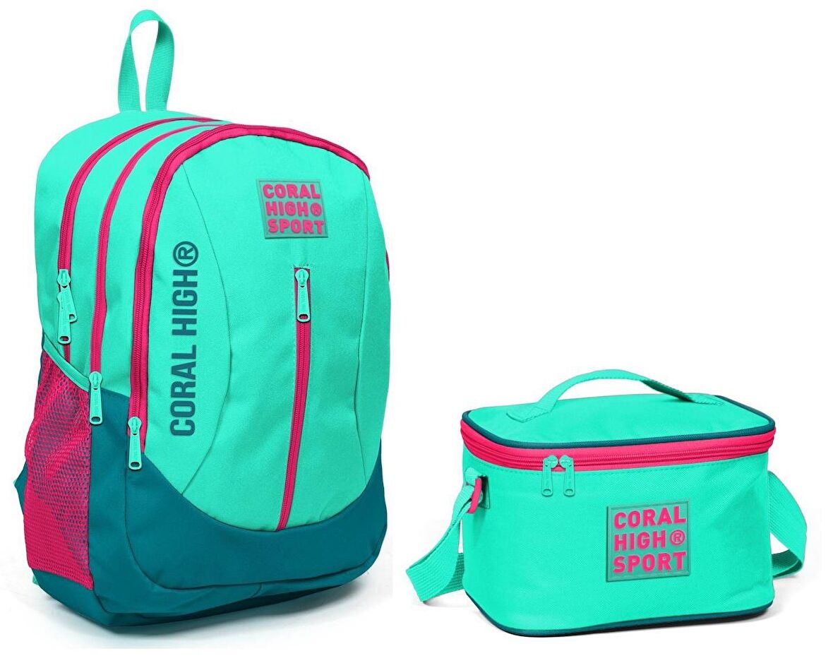 Coral High Sport Su Yeşili Okul Sırt Çantası ve Beslenme Seti