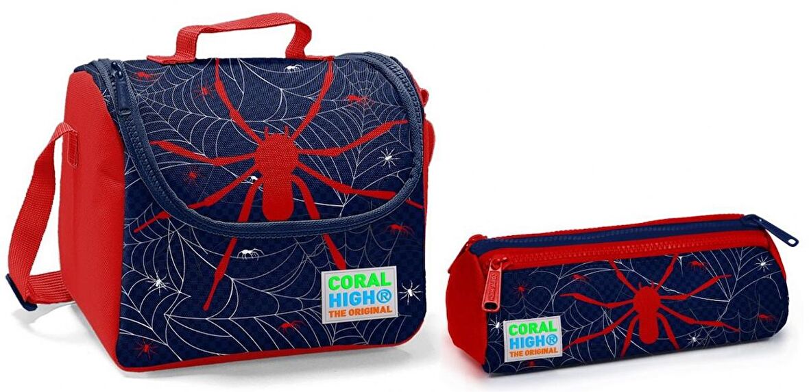 Coral High Örümcek Erkek Çocuk Beslenme Çantası ve Kalemlik Seti - Thermo
