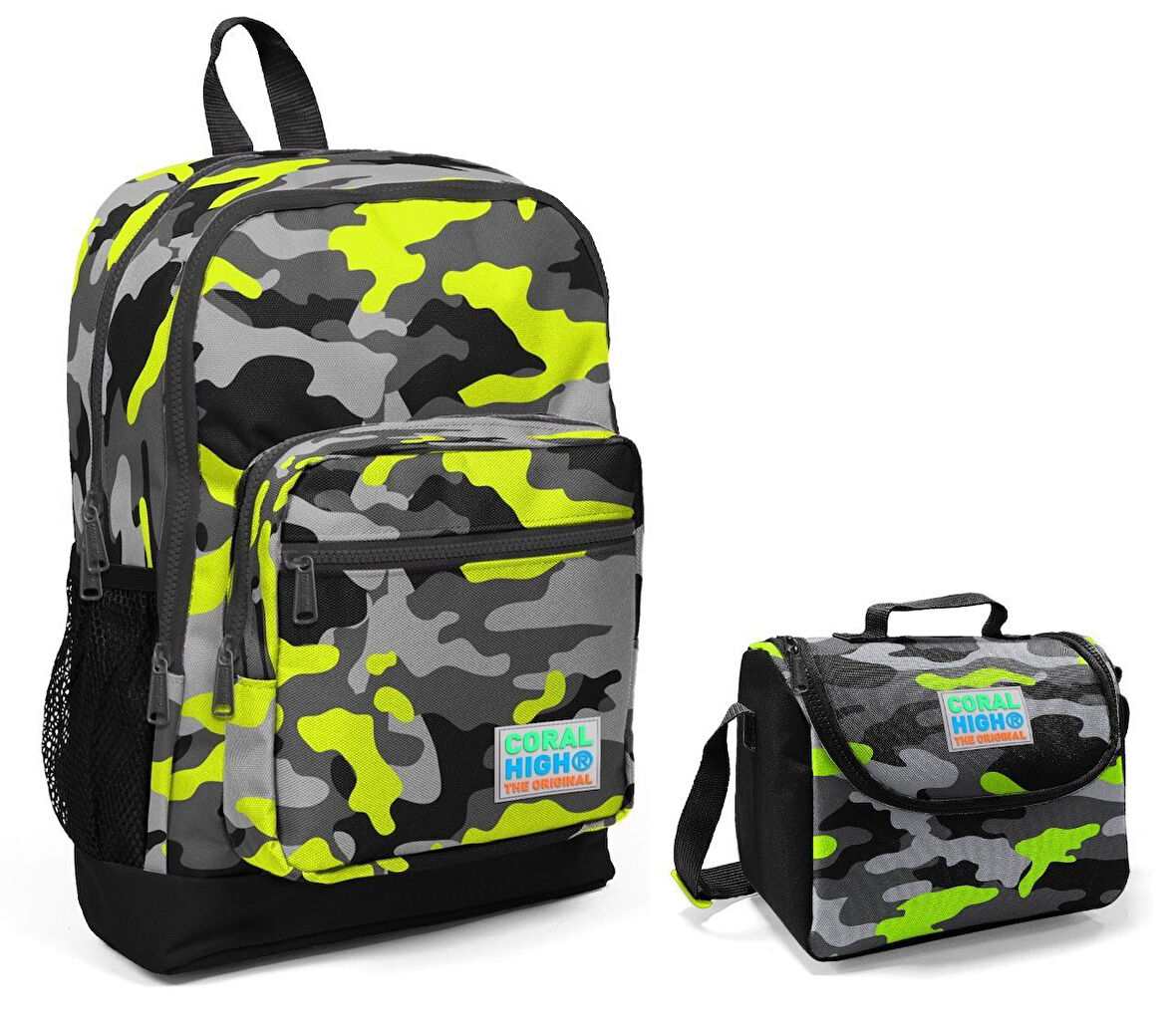 Coral High İlkokul Sırt Çantası ve Kalemlik Seti - Yeşil Kamuflaj