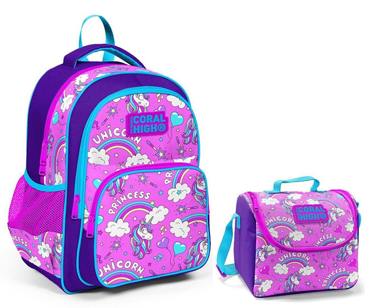 Coral High Unicorn İlkokul Sırt Çantası ve Beslenme Çantası - Kız Çocuk
