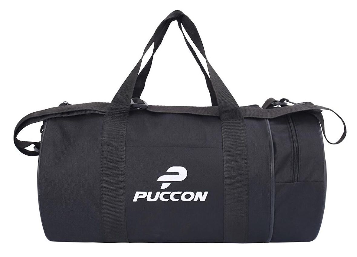 Puccon Omuz Askılı Unisex Siyah Silindir Seyahat Fitness ve Spor Çantası