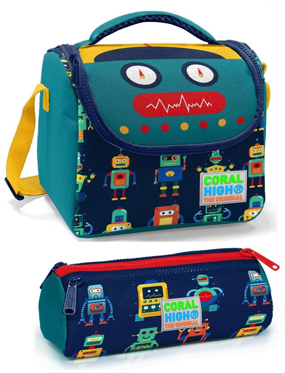 Coral High Erkek Yeşil Lacivert Robot Beslenme Çantası Seti