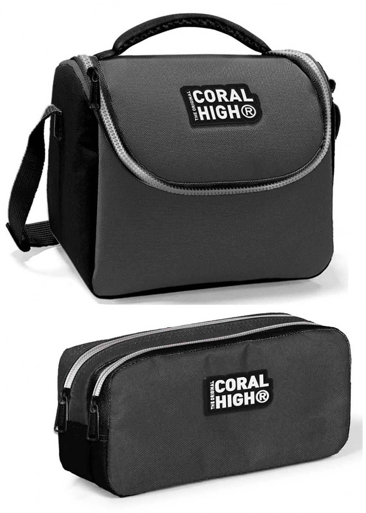 Coral High Siyah-Gri Erkek Çocuk Beslenme Çantası Seti