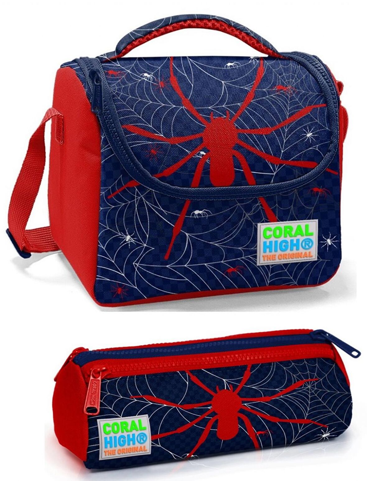 Coral High Erkek Çocuk Lacivert Kırmızı Örümcek Beslenme Çantası Seti