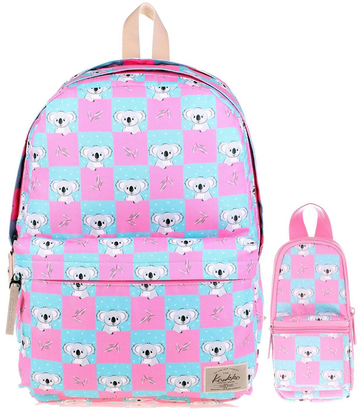 Kaukko Pembe Mavi Koala Okul Çantası ve Kalemlik Seti - Kız Çocuk