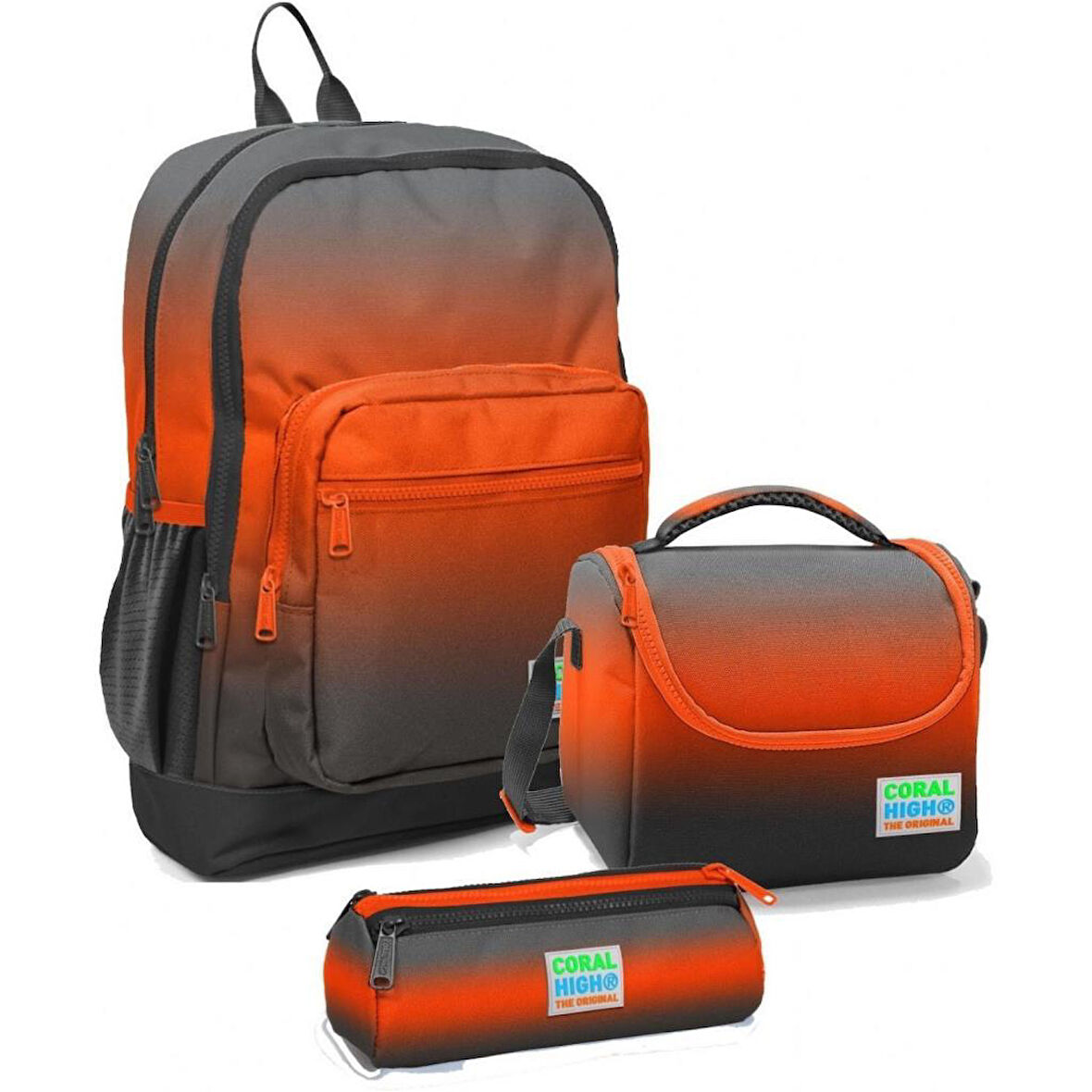 Coral High 23748 İlkokul Sırt Çantası + Beslenme Çantası + Kalem Kutusu 3'lü Set