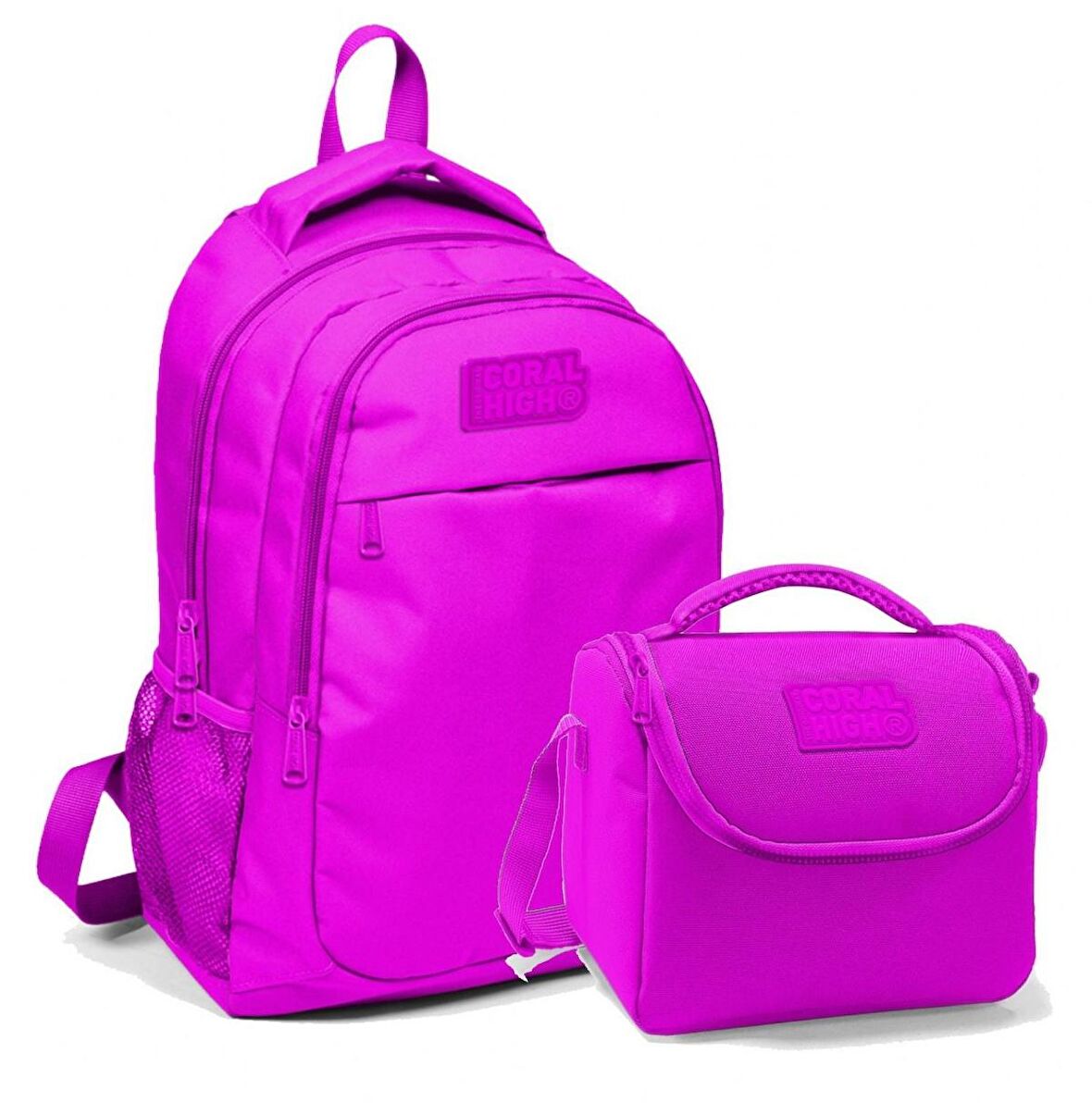 Coral High Okul Sırt Çantası ve Beslenme Çantası Kız Çocuk Pembe