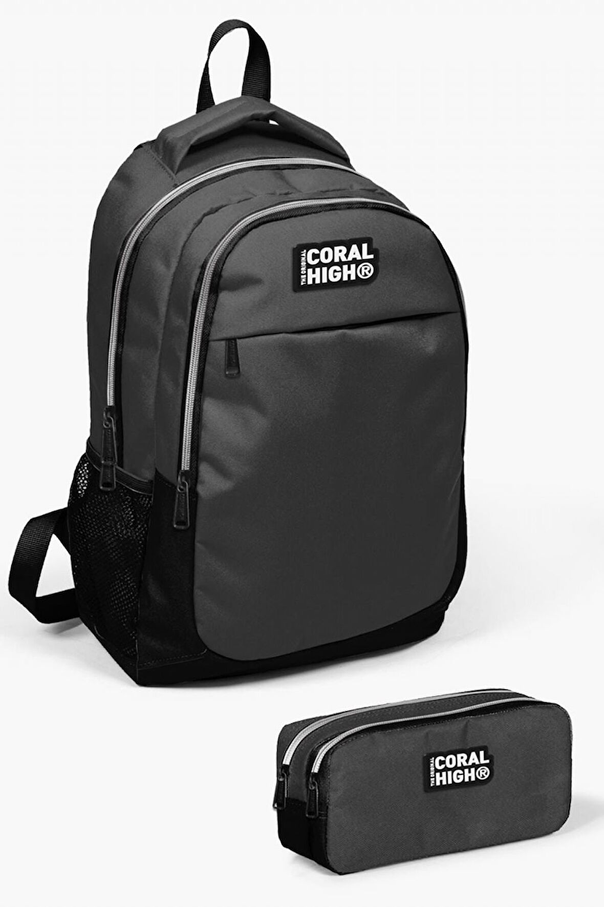 Coral High Koyu Gri Siyah 2'li Okul Çanta Seti - Erkek Çocuk
