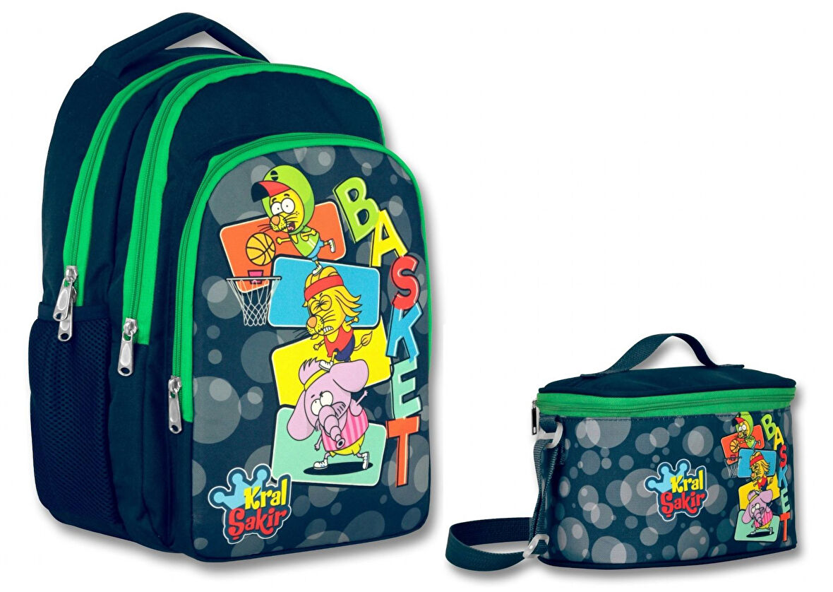 Kral Şakir Basket İlkokul Sırt Çantası Ve Beslenme Çantası Seti