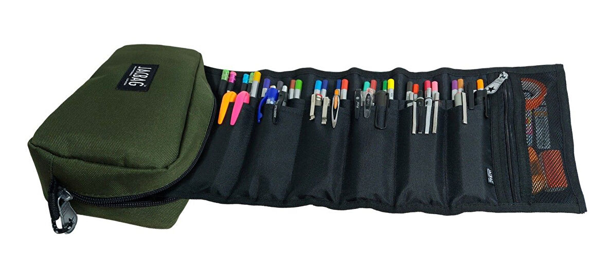 Jacbag Haki Yeşil Organizer Roll Up Düzenleyici Kalem Kutusu/Kalemlik
