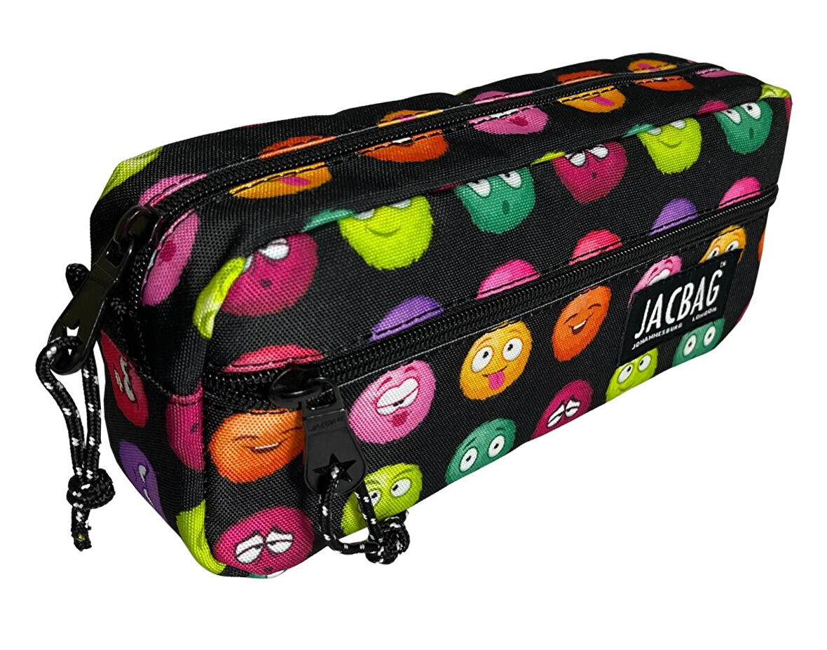 Jacbag Çift Fermuarlı Emoji Kız Çocuk Kalem Kutusu