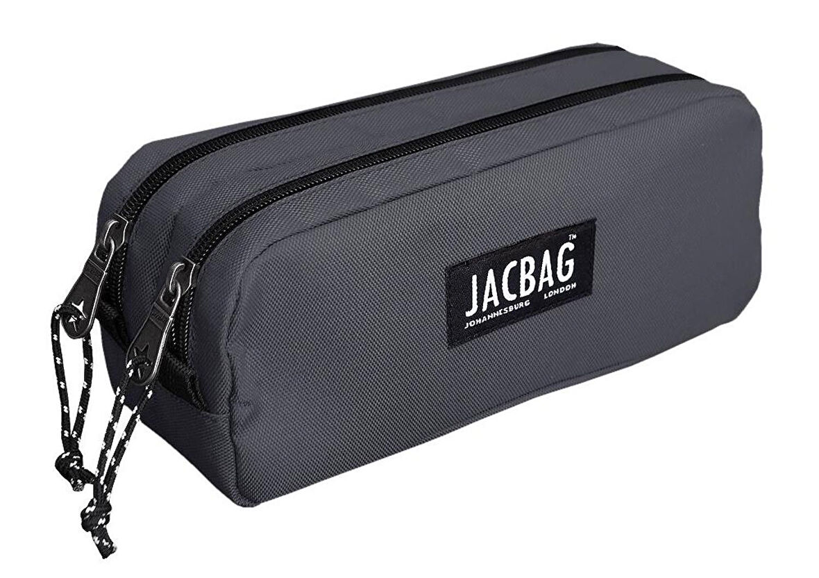 Jacbag Gri İki Gözlü Okul Kalem Çantası - Erkek Çocuk