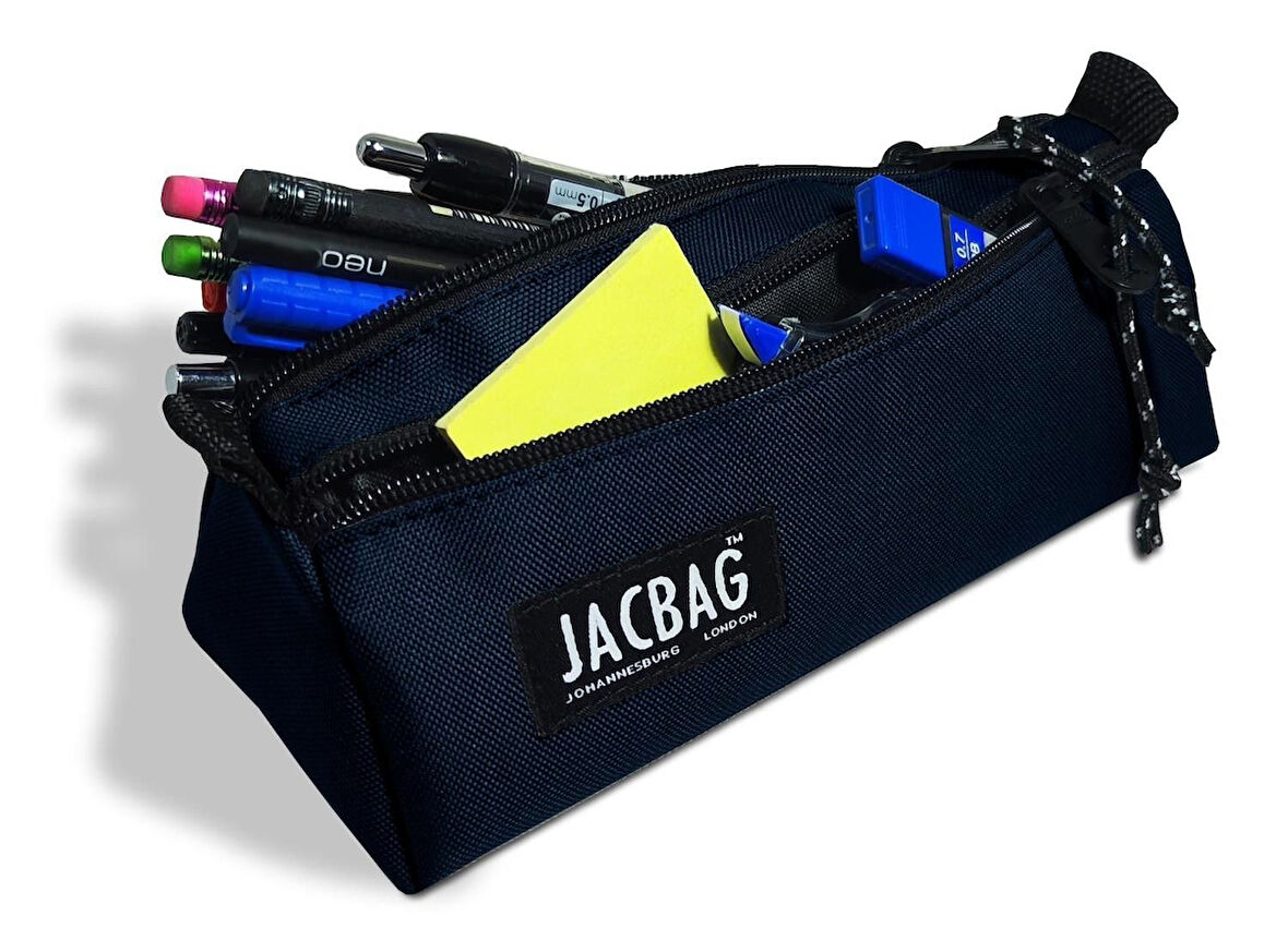 Jacbag Dual Prime İki Bölmeli Üçgen Lacivert Erkek Çocuk Kalem Çantası