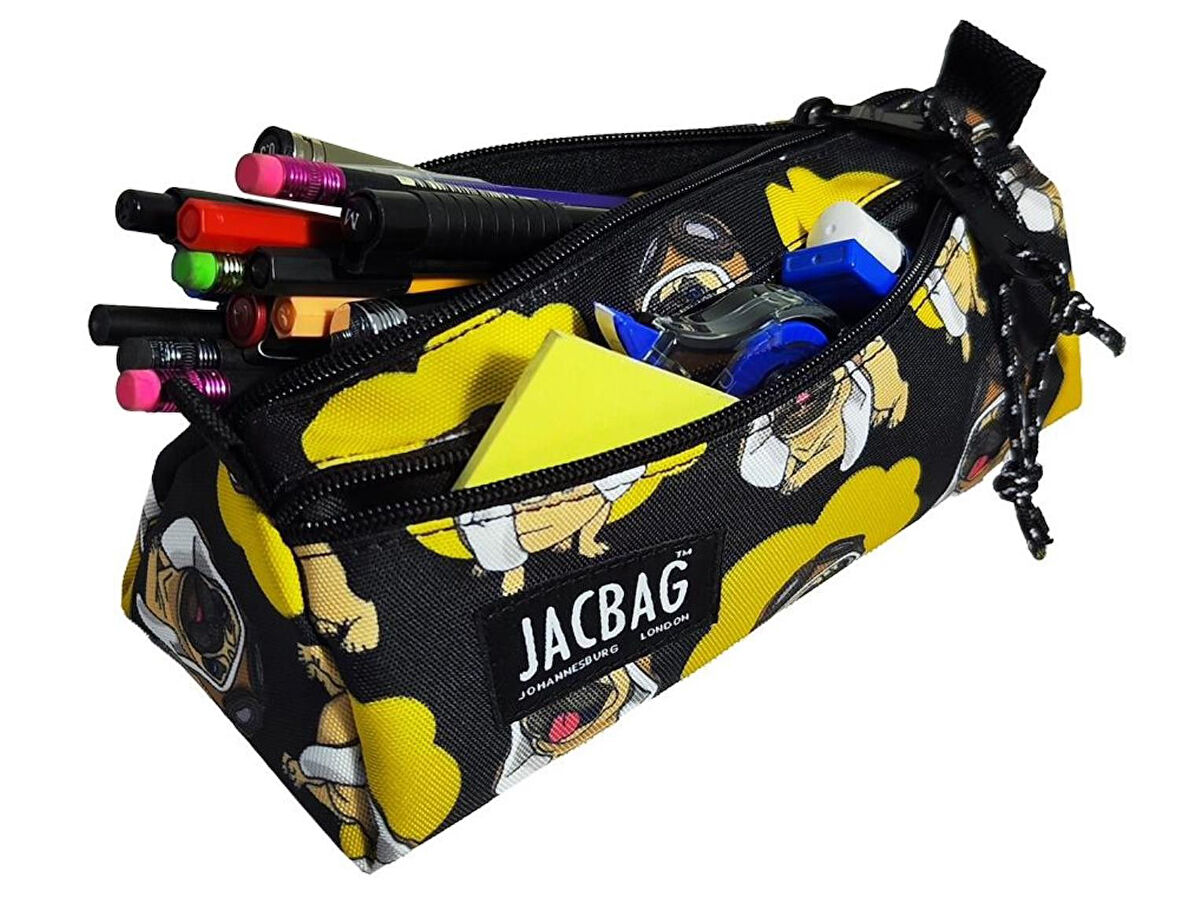 Jacbag Dual Prime İki Bölmeli Üçgen Siyah Sarı Pilot Köpek Erkek Kalem Çantası