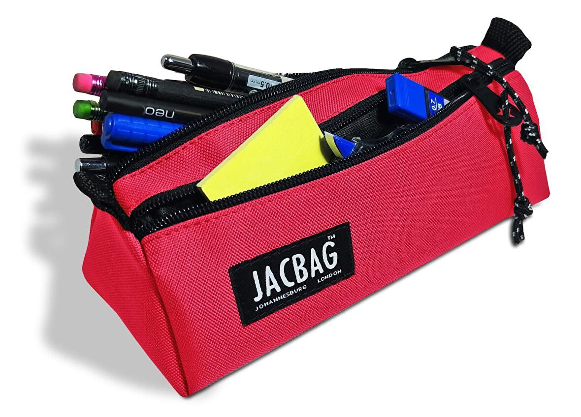 Jacbag Dual Prime İki Bölmeli Üçgen Kırmızı Kız Çocuk Kalem Çantası