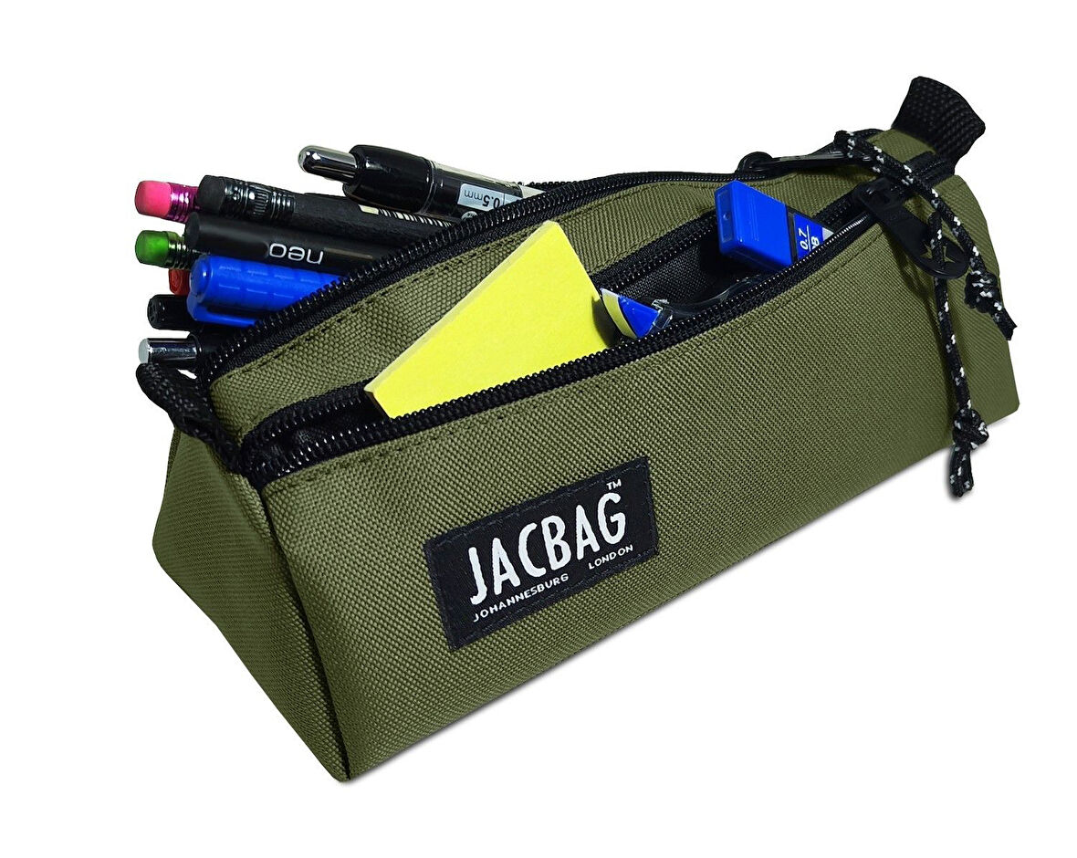 Jacbag Dual Prime İki Bölmeli Üçgen Yeşil Erkek Kalem Çantası