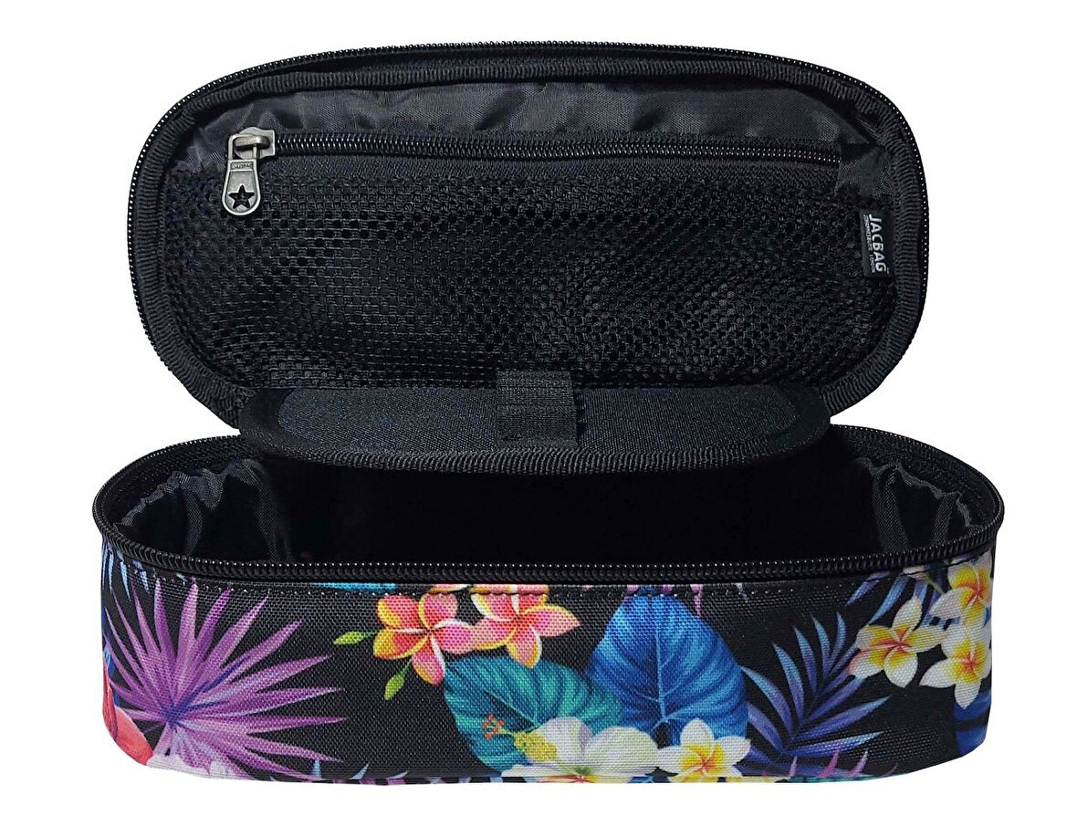 Jacbag Mor Yapraklı Kız Çocuk/Kadın Oval XL Organizer Kalem Kutusu Kalemlik